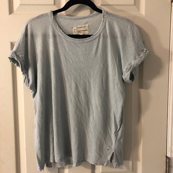 SALE - NWT Current/Elliott Rolled Twisted-Trim Tee Blue - Picture 4 of 8